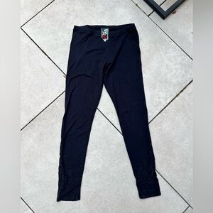 Johnny Was Black Leggings Sleek Stretchy Fit size M. cut out detail